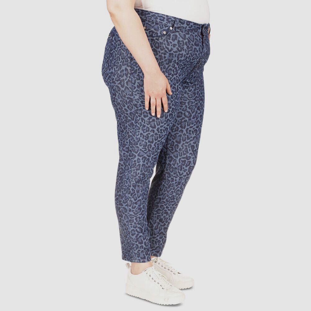 $110 Michael Kors Women's Blue High-Rise Skinny Cotton Jeans Pants Plus Size 18W